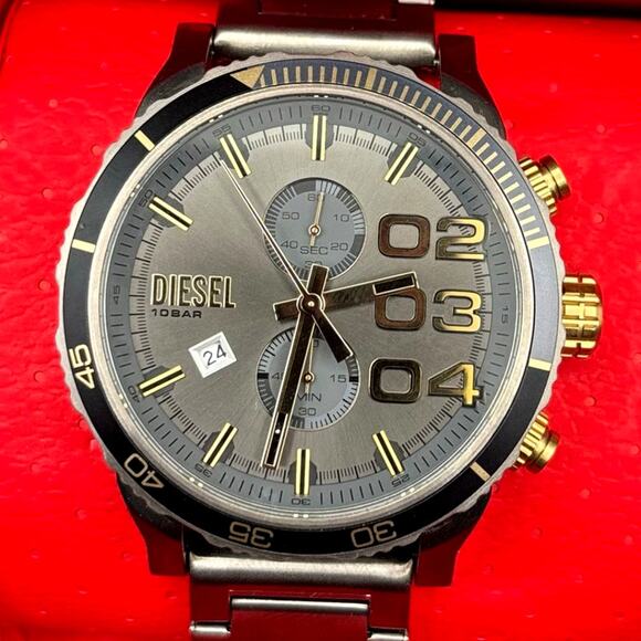 Diesel DZ4614 Double Down 2.0 Mens Chronograph Watch Unidirectional Bezel NIBWT - Picture 6 of 17